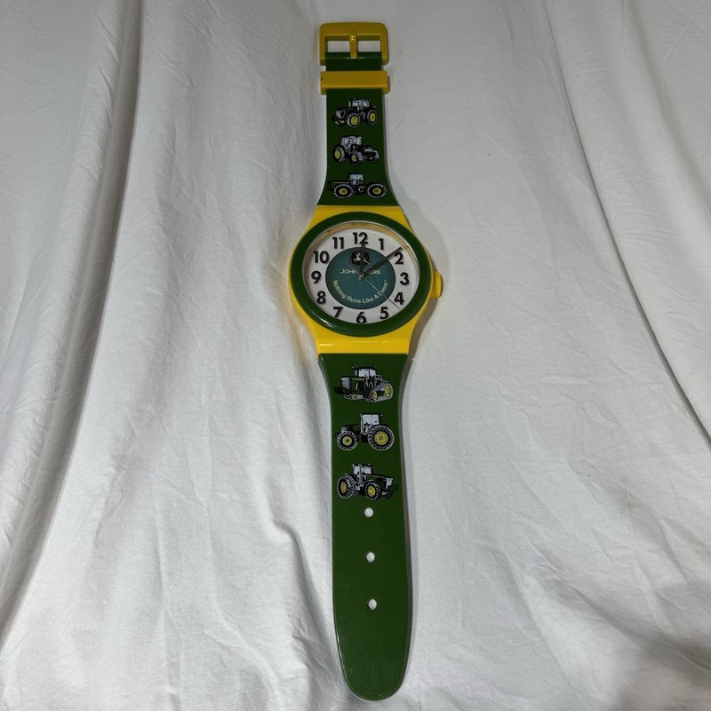 VTG John Deere Hanging Wrist Watch Wall Clock Nothing Runs Like a Deere TESTED