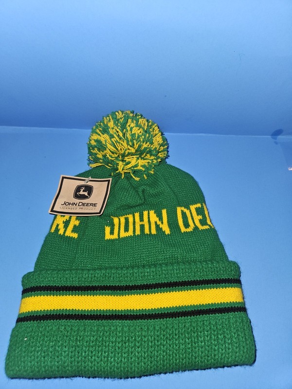 NWT John Deere Green Stocking Cap with Pom Label Agriculture Theme