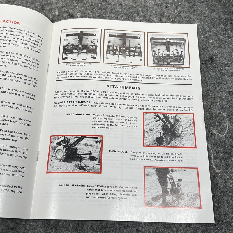 Roto-Hoe 910 990 190 Walk-Behind Tiller Snow Garden Tractor Color Sales Brochure gallery