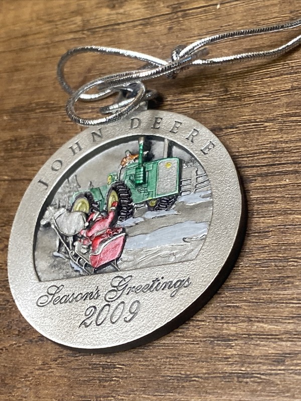 John Deere 8010 Tractor 2009 Seasons Greetings Pewter Christmas Ornament No 14 gallery