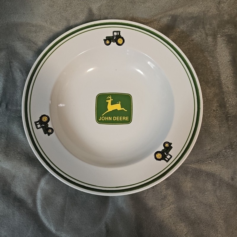 Vintage John Deere Deer Soup Bowl Salad Plate Dish Gibson Green Rim 9″