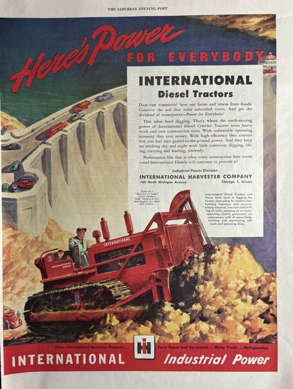 1946 International Harvester Diesel Tractors Industrial Power Vintage Print Ad