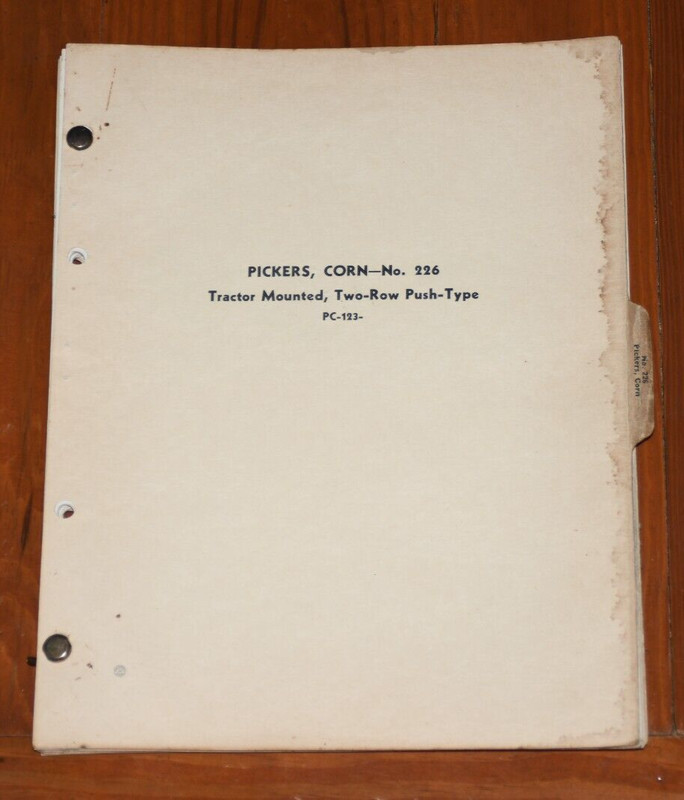 John Deere Parts List Catalog Corn Pickers Tractor Mounted Two Row No 226 PC-123