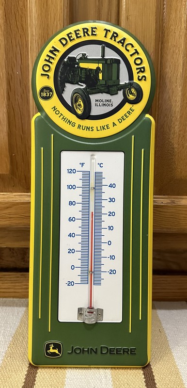 John Deere Thermometer Sign Tractor Parts Equipment Vintage Style Wall Decor