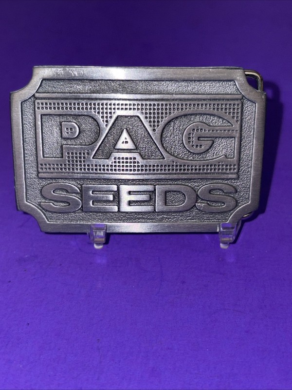 Vtg PAG Seeds Belt Buckle Ag Farm Ad