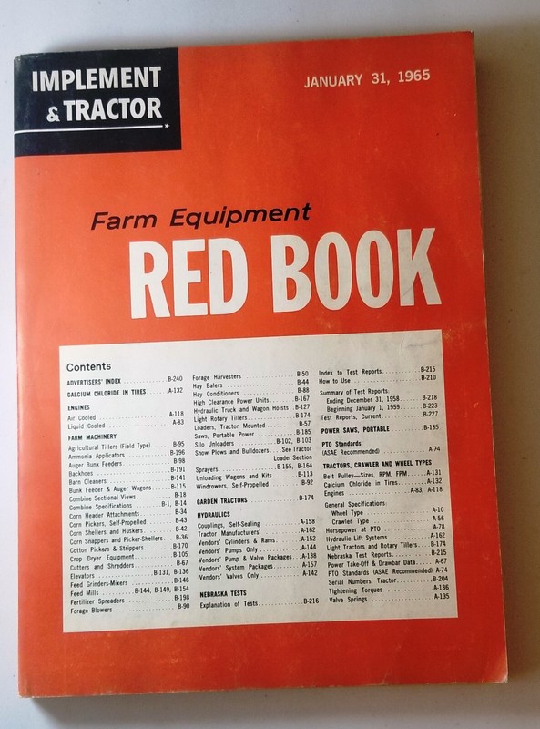 Vintage Farm Agriculture Equipment Tractor Red Book PB 1965 Advertising Catalog