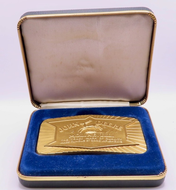 1984 JOHN DEERE “1936 Shield Trademark” Triple Plated 24K Gold Belt Buckle