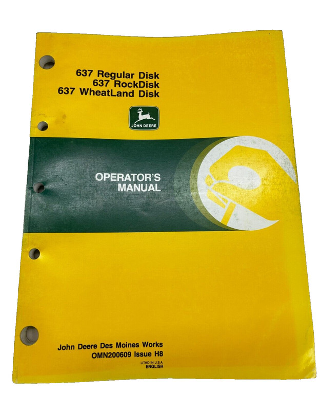 John Deere 637 Regular RockDisk WheatLand Disk Operators Manual OMN200609 H8