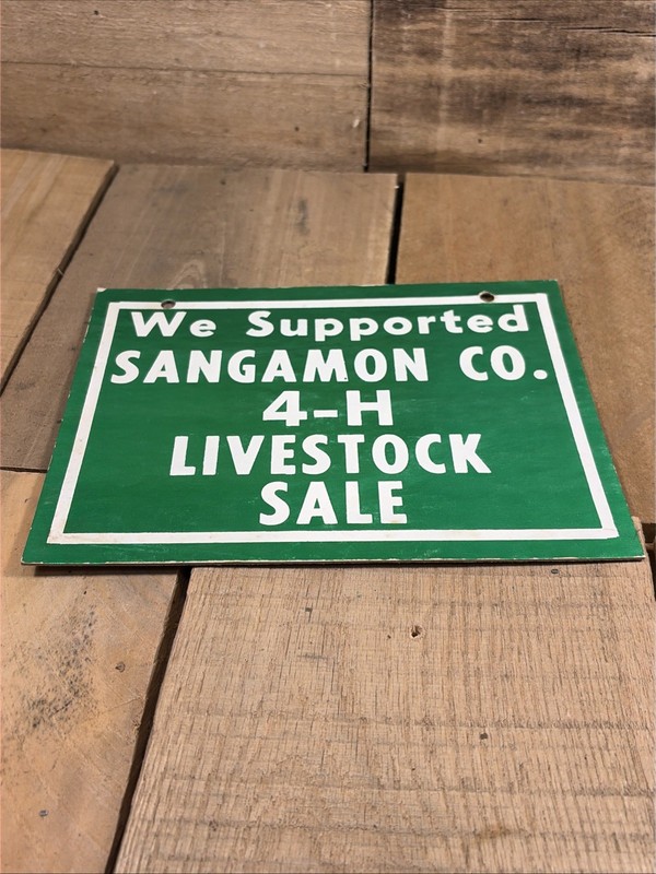 Vintage Sangamon County We Supported 4-H Livestock Sale Cardboard Sign Illinois gallery