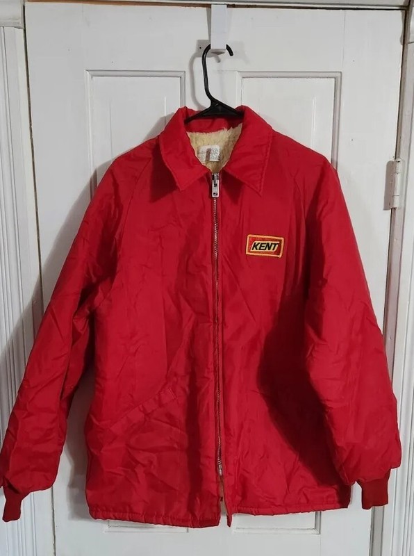 VTG KENT SEED PRODUCTS COMPANY PROMOTIONAL JACKET RED COAT L KING LOUIE PRO FIT
