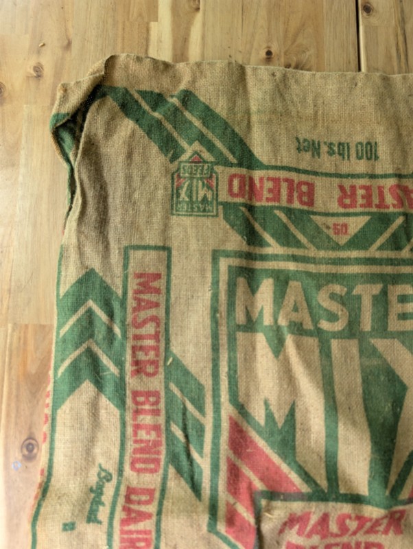 Vintage Master Mix Master Blend McMillen Burlap 100lb Feed Sack Bag Seed gallery