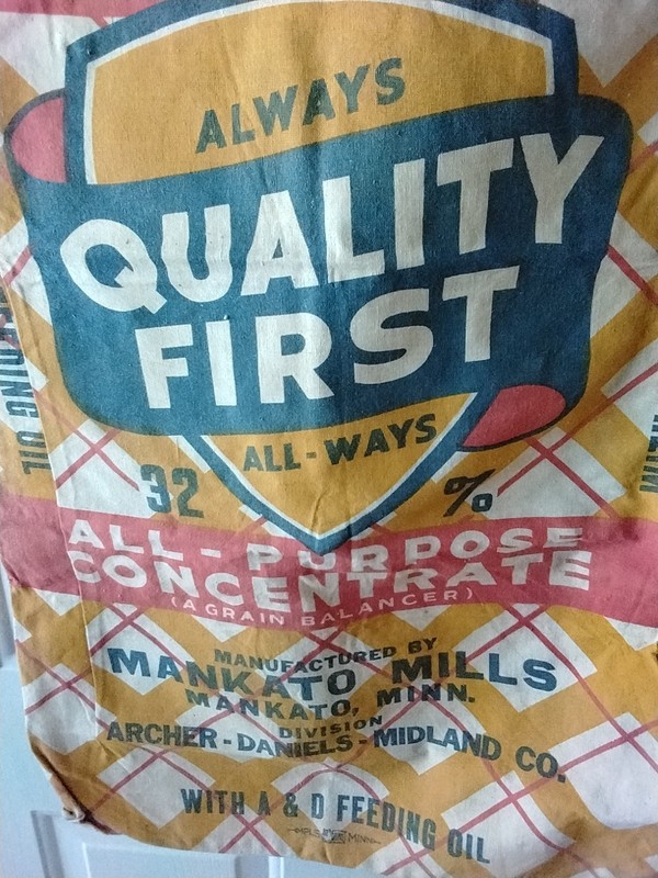 VTG "QUALITY FIRST"Cloth Feed Bag 100lb All-Purpose Concentrate,Mankato, MN gallery