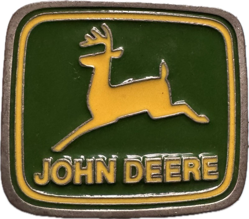 John Deere Belt Buckle Paul Frank USA Made Leaping Deer Logo Green Yellow Square