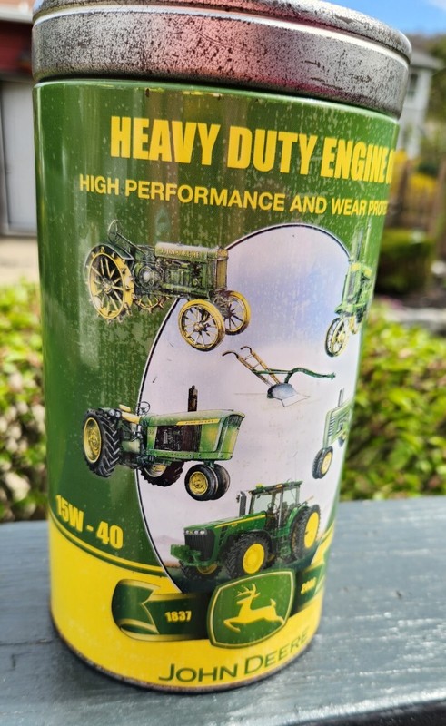 Collector Tin, John Deere Bank, 1837 to 2006 Heavy Duty Engine Oil 1 qt. Bank