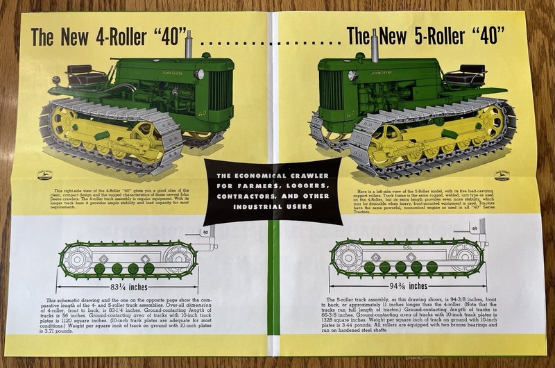 Rare 1954 Vintage John Deere 40 Crawler Brochure Folds Out To Poster 18” X 24” gallery