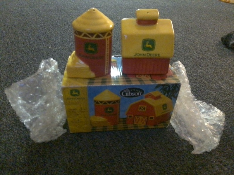John Deere Ceramic Salt & Pepper Shakers - On The Farm Barn & Silo By Gibson