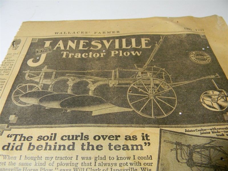 Vintage 1917 Janseville Machine Co. Tractor Plow Man Cave 1910’s Print Ad 5A11