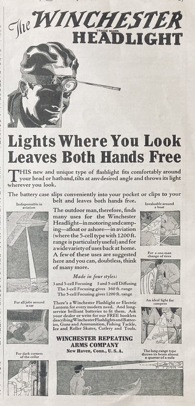 1930 AD(XG11)~WINCHESTER REPEATING ARMS CO. NEW HAVEN, CT. WINCHESTER HEADLIGHT
