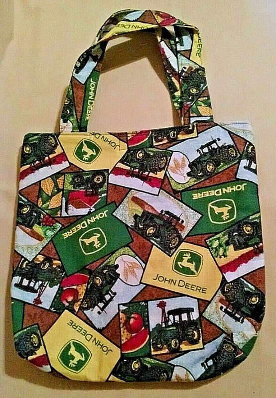 Farm Theme Purse Tote Shopping Bag Green Yellow Handles John Deere Logo Handles
