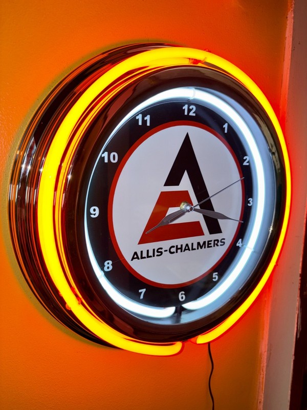 Allis Chalmers Farm Tractors Barn ManCave Store Orange Neon Style LED Clock Sign gallery