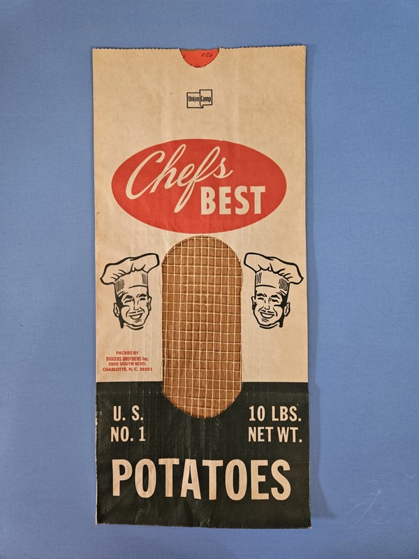 Vintage 50s Chef’s Best Potatoes Paper Bag 10# LB Size Potato Store Bag