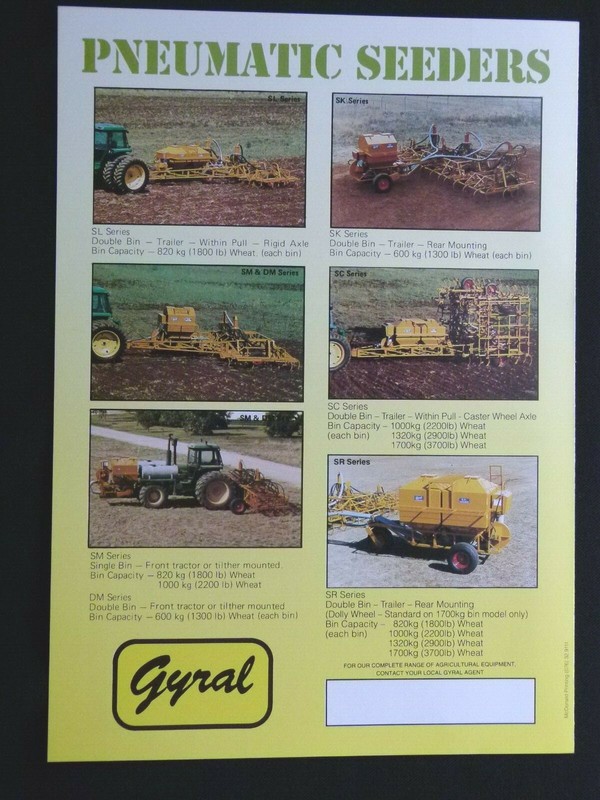 GYRAL PNEUMATIC SEEDERS SC/SL/SK/SR/SM & DM MODELS 4 PAGE BROCHURE gallery