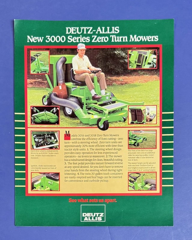 Deutz Allis ‘Chalmers’ Single Sheet Brochure 3000 Series Zero Turn Mowers