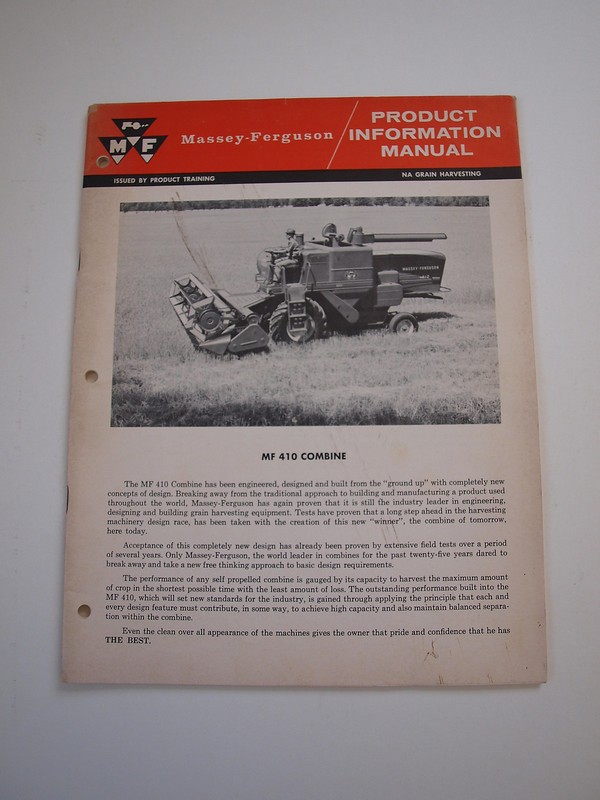 Massey-Ferguson MF 410 Combine Product Information Manual Brochure 52 pg. ’63