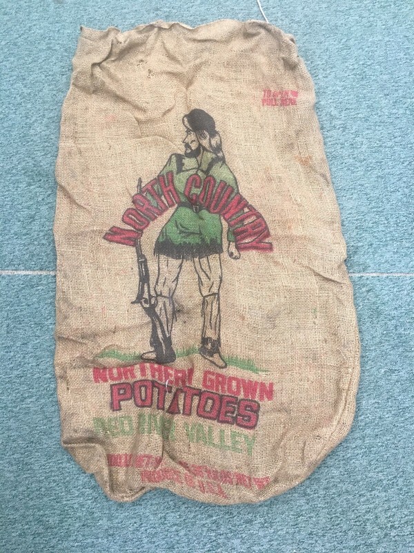 Vintage North Country Red River Valley Danial Boone Potato Burlap Gunny Sack Bag