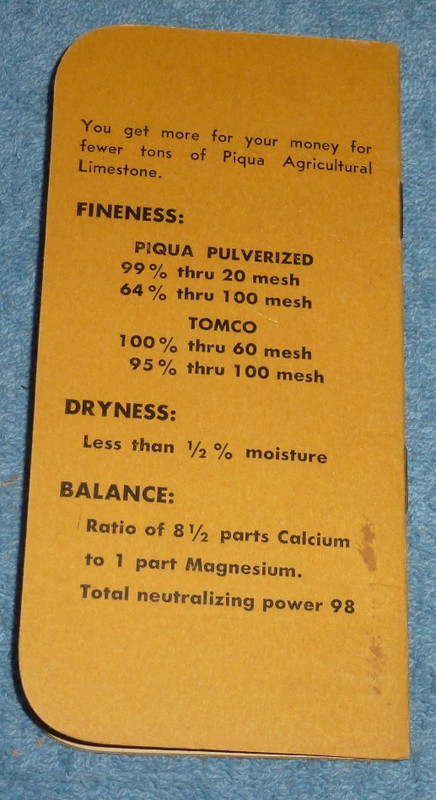Vintage Piqua Pulverized Limestone Ohio Pocket Memo Notebook 1959 1960 Calendar gallery