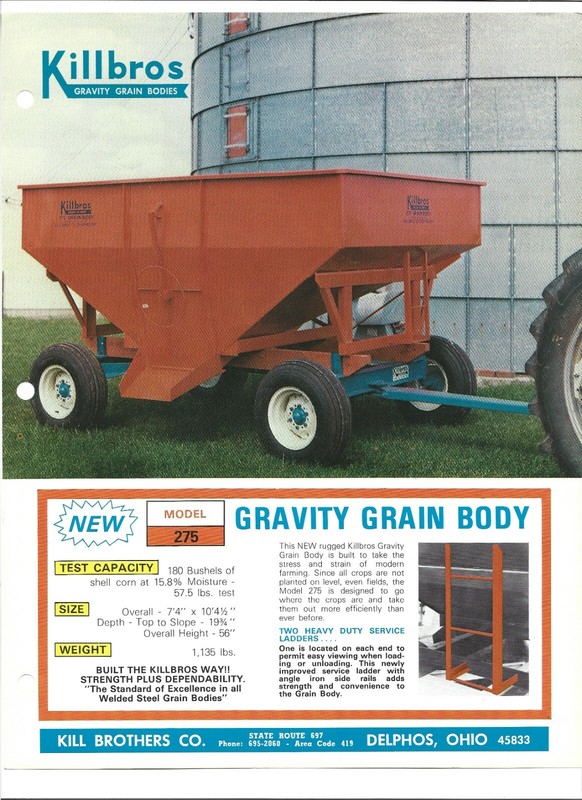 Original Killbros Model 275 Gravity Grain Box Sales Brochure Spec Sheet 71774M35