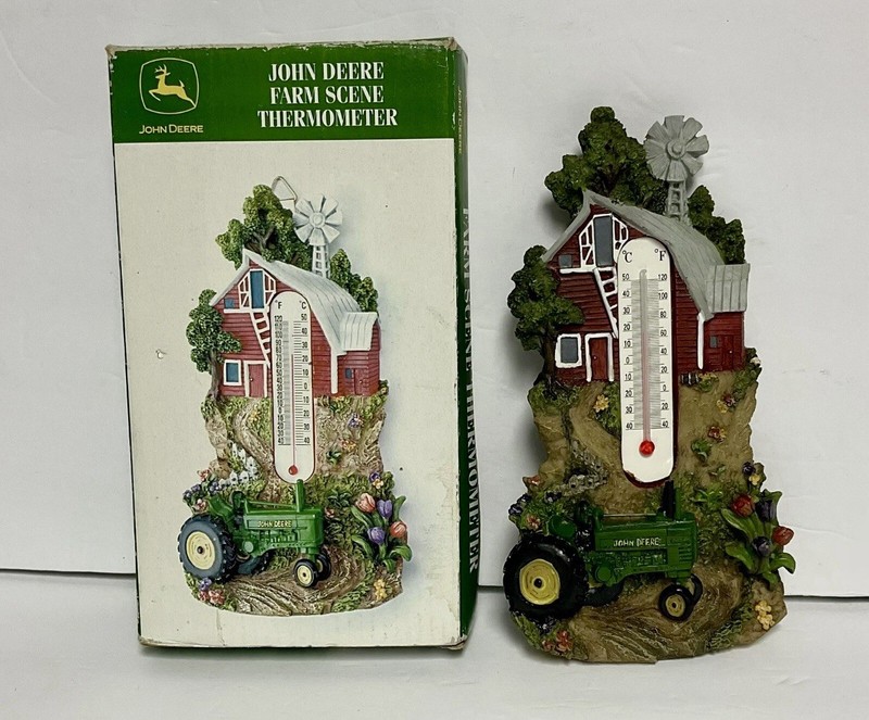 JOHN DEERE Tractor Farm Scene Wall Thermometer Licensed w/Barn