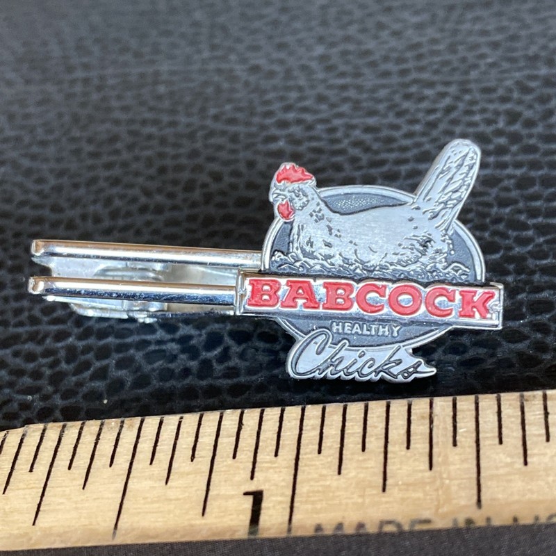 Babcock Healthy Chicks Tie Clip Vtg 70’s Hen Chicken Egg Breed Advertising Promo