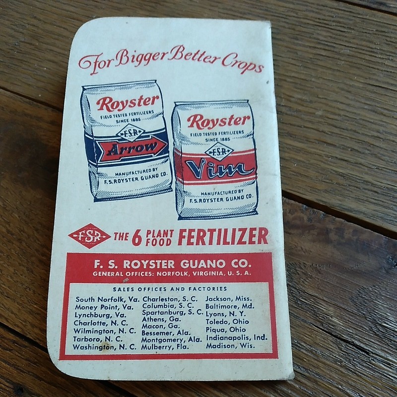 1959 F.S.R. Royster pocket guide The Quality Name In Plant Food VTG 50's gallery