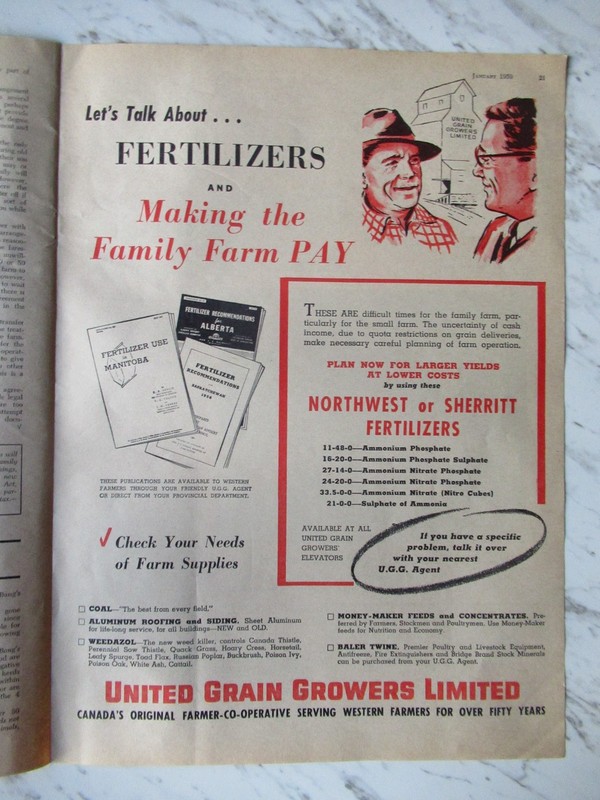 Vintage Print Ad United Grain Growers Ltd Fertilizer 1959 Print Advertisement