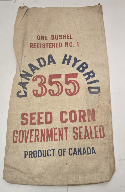 VTG Large CANADA HYBRID 355 Seed Corn Bag “Government Sealed” One Bushel