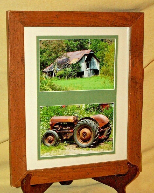 Ford Tractor Picture 8N Photo Matted Framed Barn Farm Wood Wooden Frame Country
