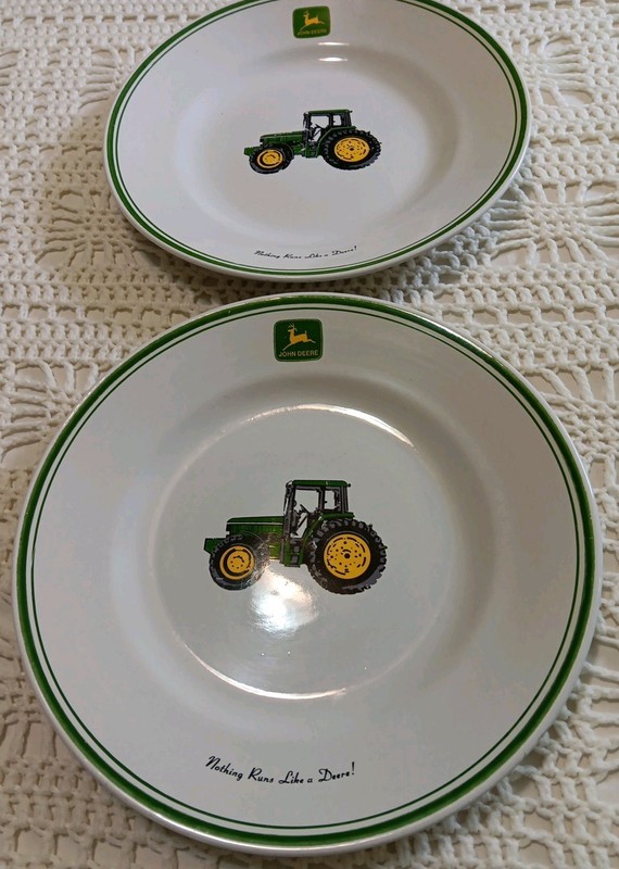 Pair John Deere 11.5″ Plates Gibson Ceramic Dishwasher/microwave Safe 2002-2005