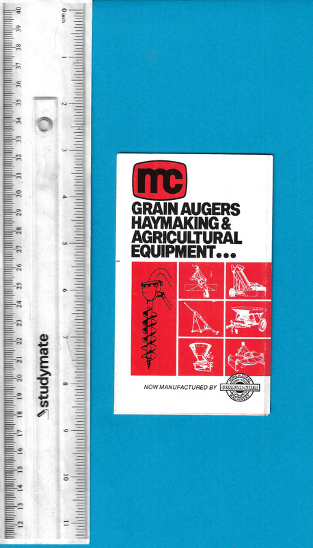 CONNOR SHEA MC GRAIN AUGERS/HAYMAKING & AGRICULTURAL EQUIPMENT FOLDOUT BROCHURE