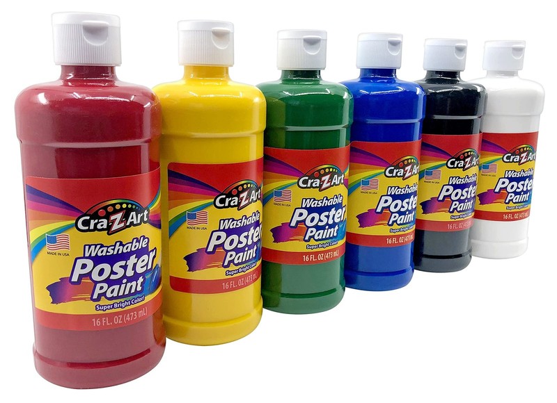 Cra-Z-Art Washable Poster Paint, 16oz Bottles, Assorted, 6 Pack