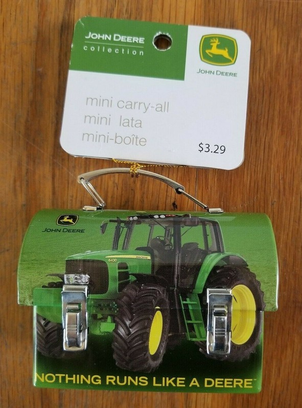 John Deere Tin Mini Lunch Box Ornament Carryall Trinket Box
