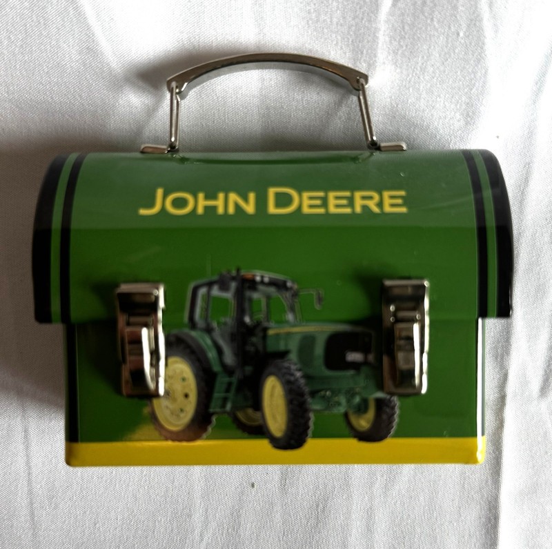 John Deere Mini Metal Lunch Box Tin Carryall Tool Box Tractor Collectible NOS