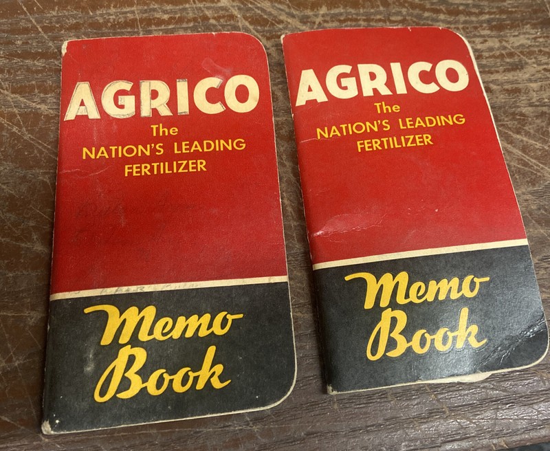 2-Vintage 1952 Agrico Fertilizer Advertising Notebook Pocket Memo Book Used