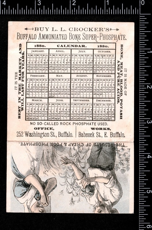 Fantasy Farm Buffalo Bone Fertilizer 1880 Calendar Victorian Trade Card SR.f.fBP gallery