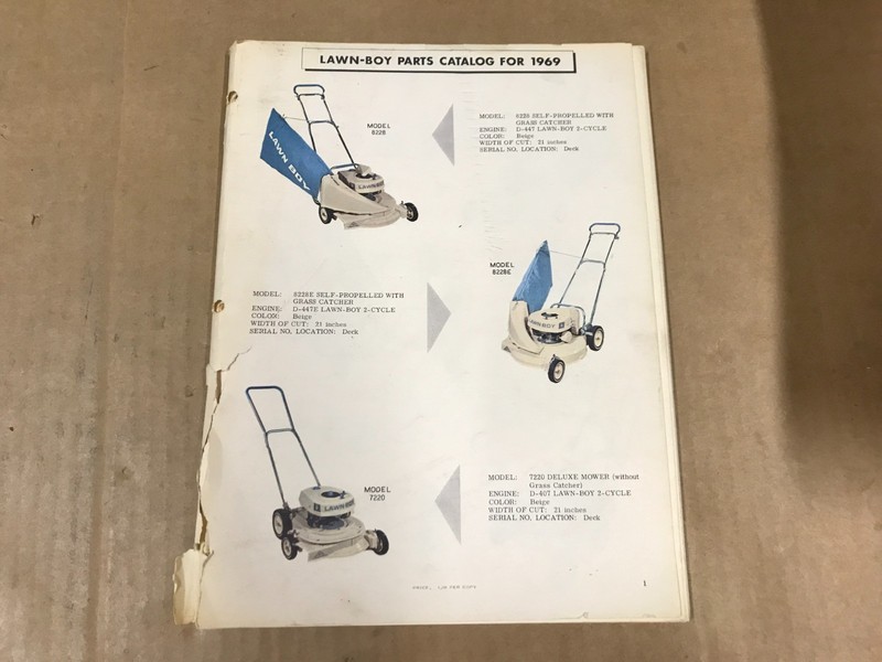 Vintage Lawn-Boy Parts Catalog For 1969
