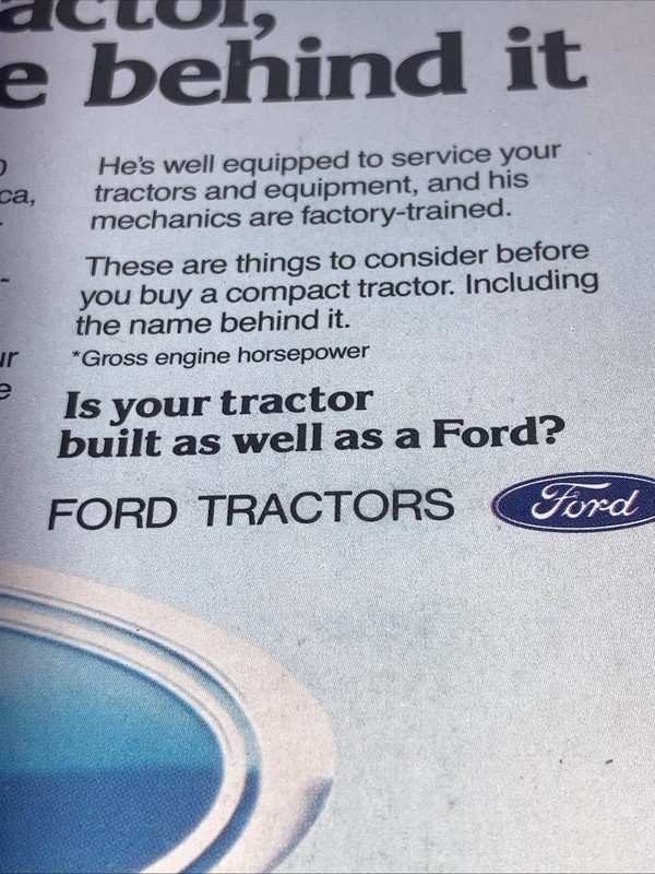 Ford Tractor Vintage Print Ad 1986 8”X11” Small Agriculture Farm Tractor VGC EP8 gallery