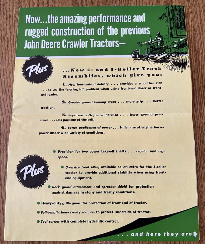 Rare 1954 Vintage John Deere 40 Crawler Brochure Folds Out To Poster 18” X 24” gallery