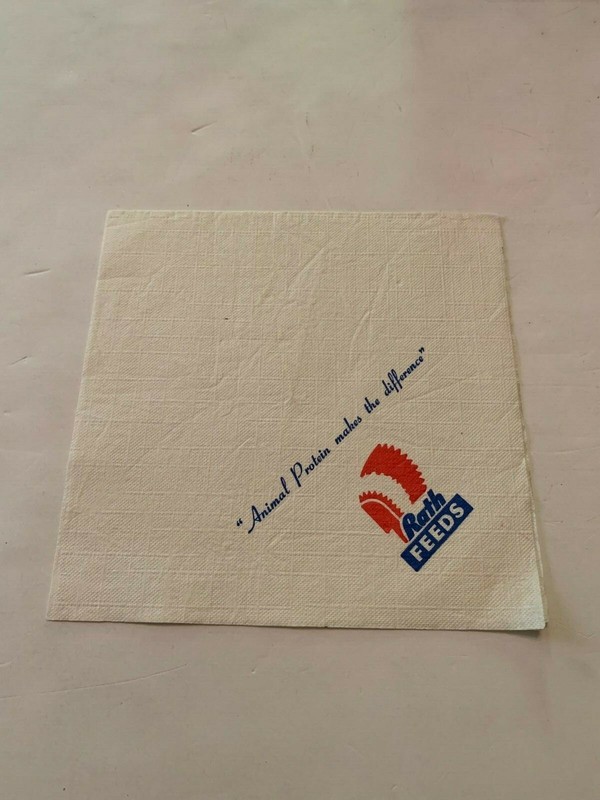 Vintage Rath Feeds Animal Protein Makes The Difference Advertising Paper Napkin