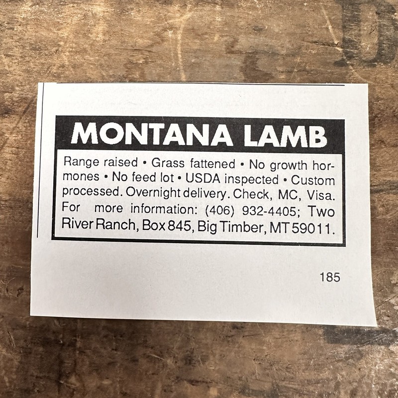 Two River Ranch Montana Lamb Vintage Print Ad Big Timber MT Farm Advert