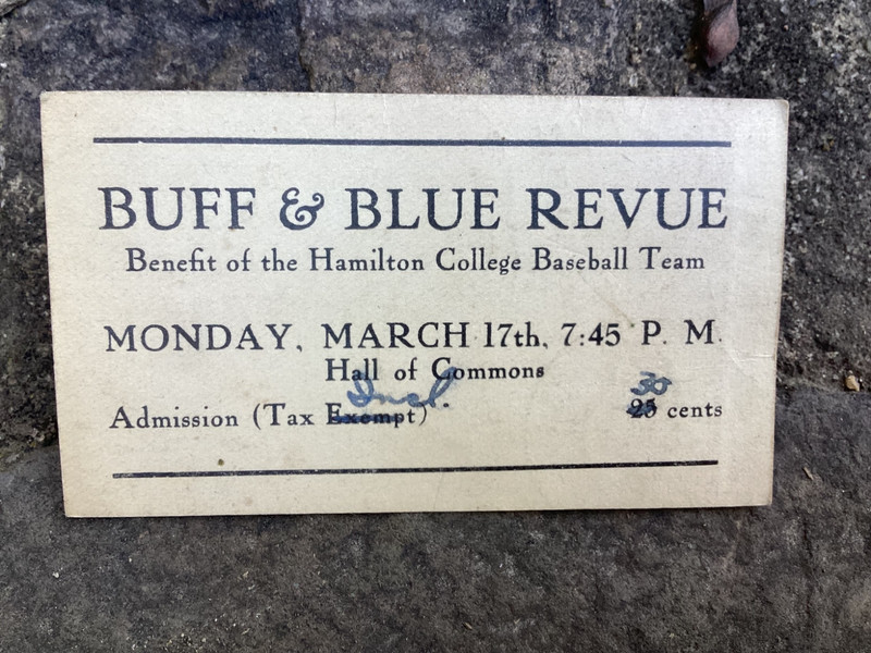 Rare Vintage Original Ticket Hamilton College Baseball Team Clinton New York